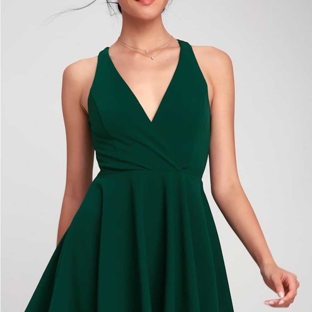 XS NWT Lulus Elegant Green skater Dress‎